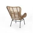Margo Outdoor Accent Chair- Brown Woven Rattan- Beige- Black Metal