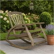 Rizz Outdoor Reclining Rocking Chair- Retractable Footrest- Brown Wood