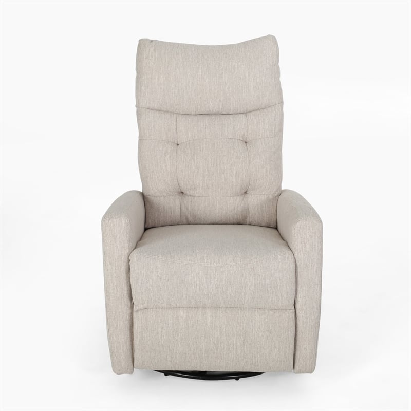 Manual Recliner Chair- Glider and Swivel Mechanism- Beige Fabric