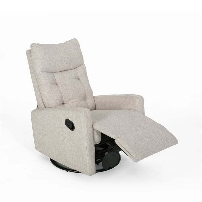 Manual Recliner Chair- Glider and Swivel Mechanism- Beige Fabric