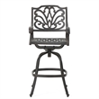 Outdoor Swivel Bar Height Chair- Ornate Bronze Aluminum Flared Base