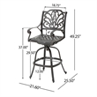 Outdoor Swivel Bar Height Chair- Ornate Bronze Aluminum Flared Base