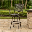 Outdoor Swivel Bar Height Chair- Ornate Bronze Aluminum Flared Base