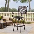 Outdoor Swivel Bar Height Chair- Ornate Bronze Aluminum Flared Base