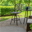 Outdoor Swivel Bar Height Chair- Ornate Bronze Aluminum Flared Base