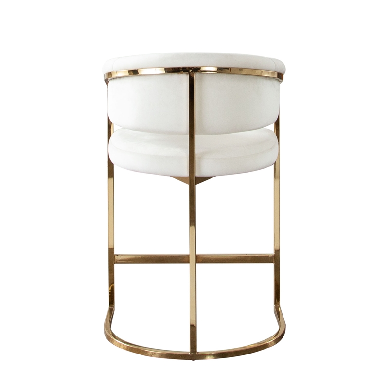 Dely Counter Height Chair- Cream Velvet with Gold Metal Sled Frame