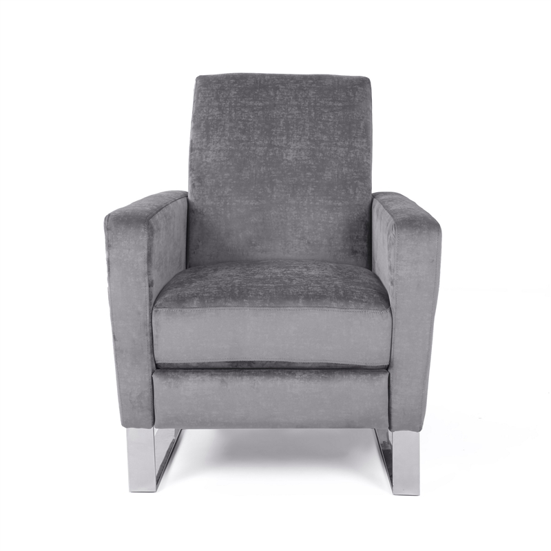 Reki Push Back Manual Recliner Chair- Stainless Steel Legs- Gray