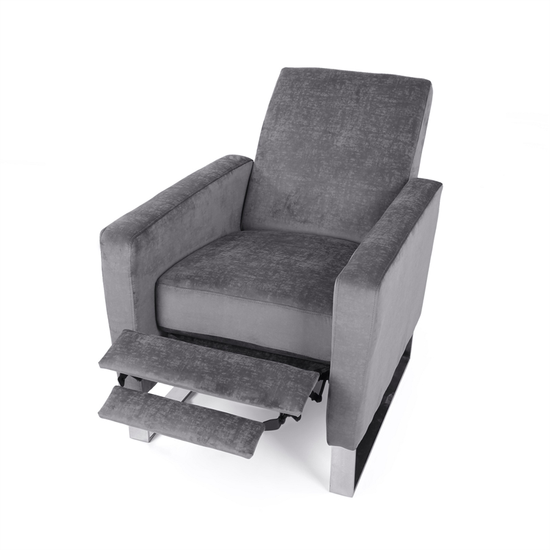 Reki Push Back Manual Recliner Chair- Stainless Steel Legs- Gray