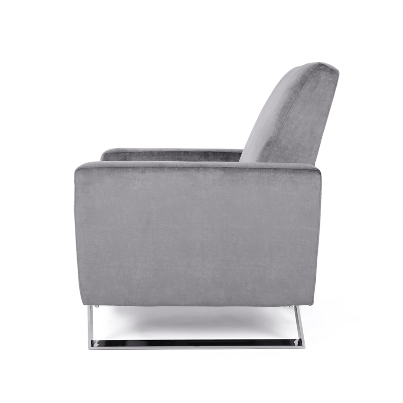 Reki Push Back Manual Recliner Chair- Stainless Steel Legs- Gray