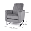 Reki Push Back Manual Recliner Chair- Stainless Steel Legs- Gray