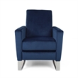 Reki Recliner Chair- Manual Push Back- Stainless Steel- Blue Velvet