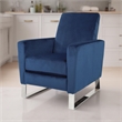 Reki Recliner Chair- Manual Push Back- Stainless Steel- Blue Velvet