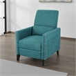 Davy Pushback Recliner Chair- Nailhead Trim- Birch Wood- Teal Fabric