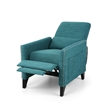Davy Pushback Recliner Chair- Nailhead Trim- Birch Wood- Teal Fabric