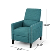 Davy Pushback Recliner Chair- Nailhead Trim- Birch Wood- Teal Fabric