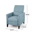 Davy Pushback Recliner Chair- Nailhead Trim- Birch Wood- Blue Fabric