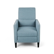 Davy Pushback Recliner Chair- Nailhead Trim- Birch Wood- Blue Fabric