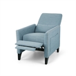 Davy Pushback Recliner Chair- Nailhead Trim- Birch Wood- Blue Fabric