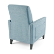 Davy Pushback Recliner Chair- Nailhead Trim- Birch Wood- Blue Fabric