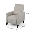 Davy Pushback Recliner Chair- Nailhead Trim- Birch Wood- Gray Fabric