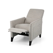 Davy Pushback Recliner Chair- Nailhead Trim- Birch Wood- Gray Fabric