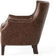 Accent Sofa Chair- Studded Trim- Brown Top Grain Leather- Rubberwood
