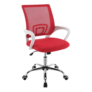 Fera Rolling Office Chair- Adjustable Chrome Base- Red Mesh Fabric