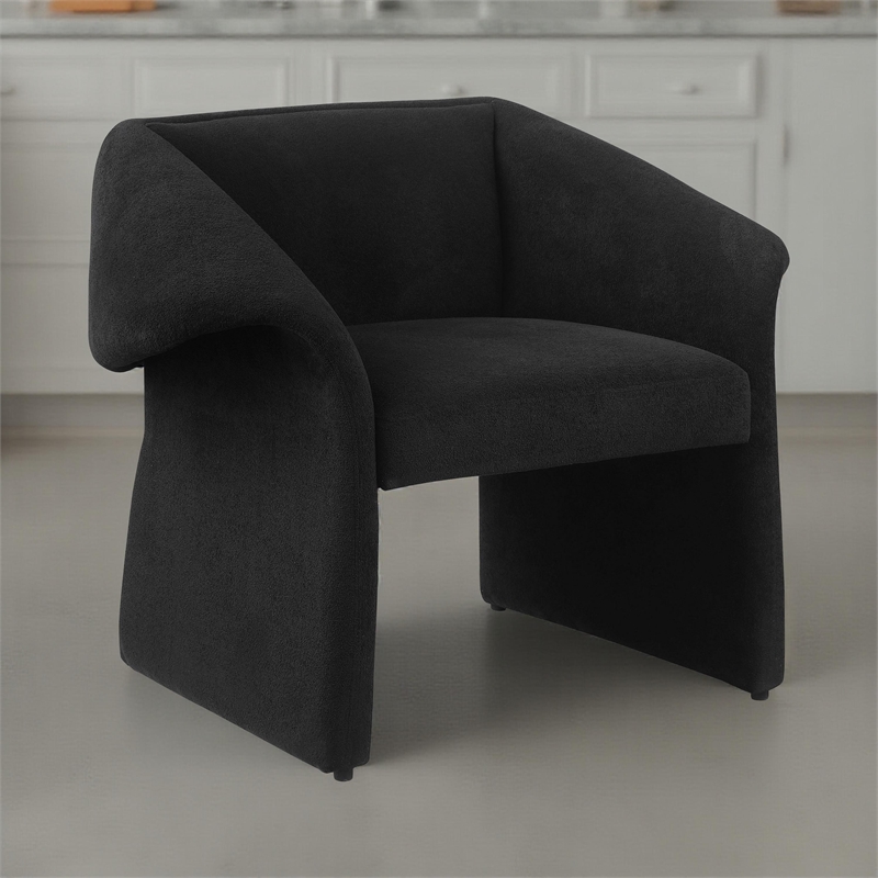 Allena Accent Chair- Contemporary Sloped Arms- Classic Black Fabric