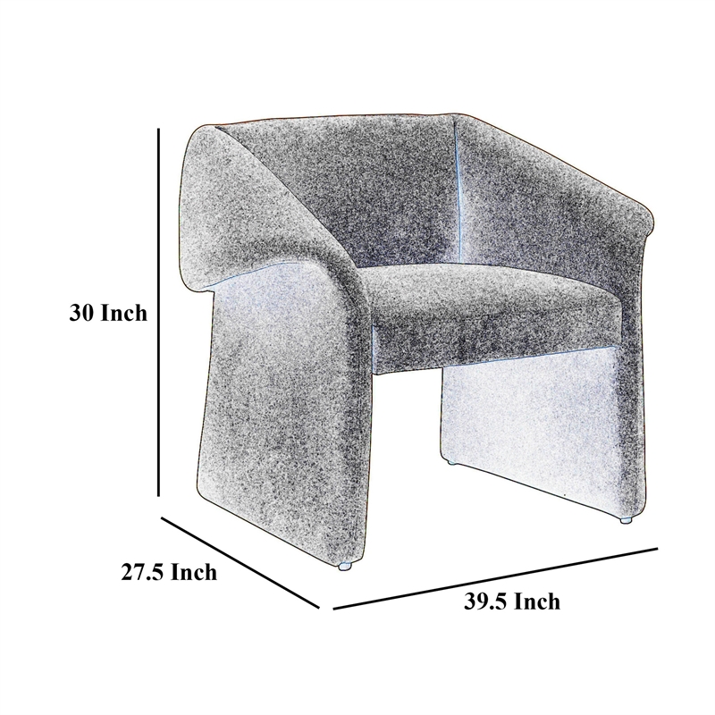 Allena Accent Chair- Contemporary Sloped Arms- Classic Black Fabric