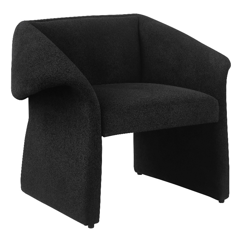 Allena Accent Chair- Contemporary Sloped Arms- Classic Black Fabric