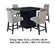 Tela 5pc Counter Height Dining Set- Black Wood Table- 4 Gray Chairs