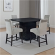 Tela 5pc Counter Height Dining Set- Black Wood Table- 4 Gray Chairs