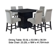 Tela 7pc Counter Height Dining Set- Black Wood Table- 6 Gray Chairs