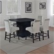 Tela 7pc Counter Height Dining Set- Black Wood Table- 6 Gray Chairs