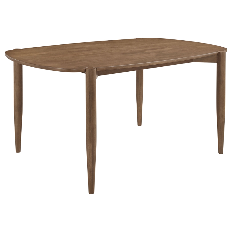 Dora 5pc Dining Table n 4 Chairs Set- Curved Scandinavian- Walnut Brown