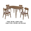 Dora 5pc Dining Table n 4 Chairs Set- Curved Scandinavian- Walnut Brown