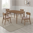 Dora 5pc Dining Table n 4 Chairs Set- Curved Scandinavian- Walnut Brown