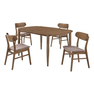 Dora 5pc Dining Table n 4 Chairs Set- Curved Scandinavian- Walnut Brown