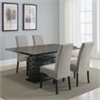 Tela 5pc Dining Table and 4 Chairs Set- Black Pedestal Base- Gray