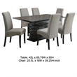 Tela 7pc Dining Table and 6 Chairs Set- Black Pedestal Base- Gray