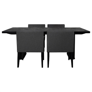 Kinza 5pc Dining Table and 4 Chairs Set- Black Tambour- Charcoal Gray
