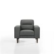 Vile Accent Chair- Plush Gray Fabric- Classic Tapered Solid Wood Legs