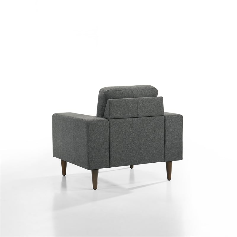 Vile Accent Chair- Plush Gray Fabric- Classic Tapered Solid Wood Legs