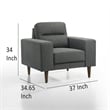 Vile Accent Chair- Plush Gray Fabric- Classic Tapered Solid Wood Legs
