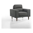 Vile Accent Chair- Plush Gray Fabric- Classic Tapered Solid Wood Legs