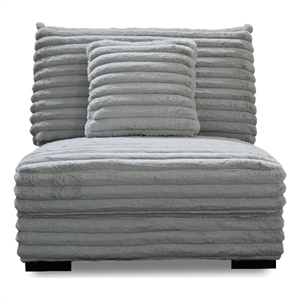 Ezo Armless Accent Chair- Gray Polyester Corduroy- Soft Cushioned