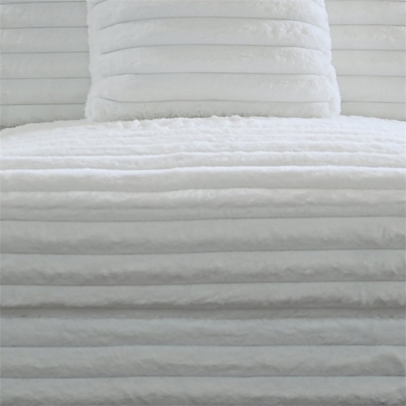 Ezo Armless Accent Chair- White Polyester Corduroy- Soft Cushioned