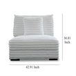 Ezo Armless Accent Chair- White Polyester Corduroy- Soft Cushioned