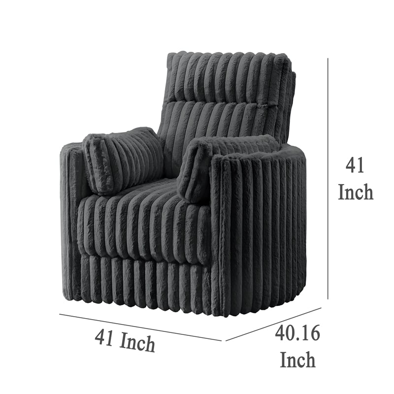 Ezo Swivel Accent Chair- Channel Dark Gray Polyester Corduroy 2 Pillow