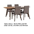 Bera 5pc Dining Set w 4 Chairs- 59-75 Inch Extendable- Walnut Brown- Gray